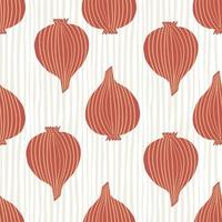 Red onion seamless pattern. Onion bulb vegetable wallpaper. vector