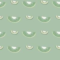 Pale minimalistic fruit seamless pattern with hand drawn kiwi slices. Organic food backdrop. vector