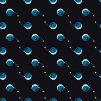 Dark seamless weapon pattern with blue abstract bombs shapes. Black background. Cartoon style. vector
