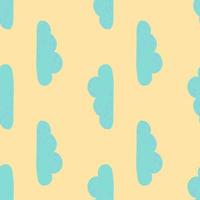 Pastel minimalistic seamless pattern with blue cartoon clouds. Orange light background. vector