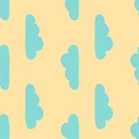 Pastel minimalistic seamless pattern with blue cartoon clouds. Orange light background. vector