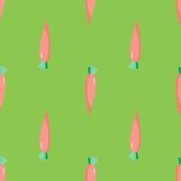Geometric orange carrot seamless pattern on green background. Botanical wallpaper. vector