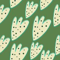 Strange seamless pattern on green background. Abstract shapes on white background. vector