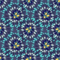 Ethnic seamless pattern with dot circles motif. Abstract geometric ornament in navy blue and aquamarine colors. vector