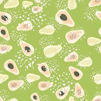 Abstract avocado seamless pattern on green background. vector