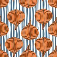 Hand drawn onion bulb vegetable wallpaper. Modern onion seamless pattern. vector