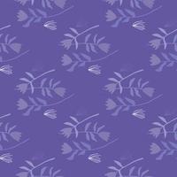 Stylized floral seamless pattern with tulip print. Background and ornament in light purple tones. Creative design. vector