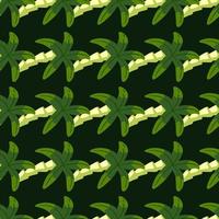 Geometric botany exotic seamless pattern with little simple palm tree ornament. vector