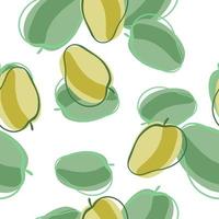 Food seamless pattern with random green apricot silhouettes print. Isolated tropic ornament. vector