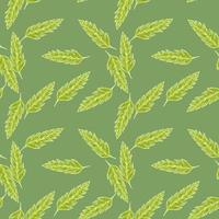 Abstract leaves seamless pattern on green background. Floral wallpaper. vector