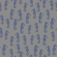 Dark seamless pattern with navu blue little sea horse elements shapes. Grey background. Aqua backdrop. vector