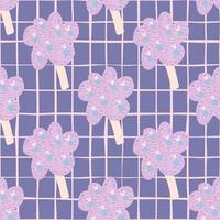 Purple tree with leaves and fruit seamless pattern. vector