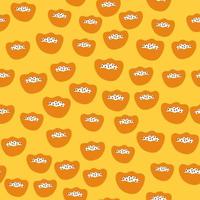 Scandinavian seamless pattern with random little orange abstract kids figures print. Yellow background. vector