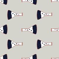 Chemistry seamless pattern with doode back and white flask silhouettes. Grey background. Biology print. vector