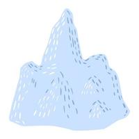 Iceberg isolated on white background. Abstract hill ice blue color. Sketch in style doodle. vector