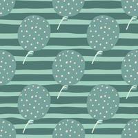Dotted balloons silhouettes seamless doodle pattern. Blue and turquoise pale print with stripped background. vector