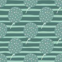 Dotted balloons silhouettes seamless doodle pattern. Blue and turquoise pale print with stripped background. vector