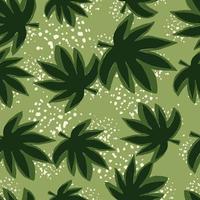 Seamless pattern with hemp leaves on grunge background. Botanical wallpaper. vector