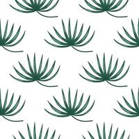 Decorative seamless doodle pattern with abstract green tropic bush ornament. White background. vector