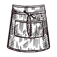 Apron short isolated. Chef pinafore for work to kitchen restaurant or cafe in hand drawn style. vector