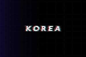 Korea glitch text design for digital media technology futuristic hud . vector