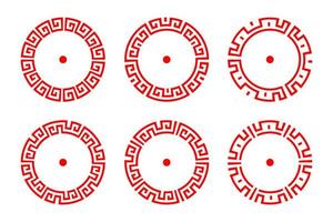 Chinese red circle frame set vector design.