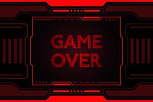 Game over on red abstract futuristic hud background vector design for digital media.