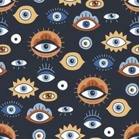 Background with evil, turkish, esoteric eye different shapes. vector