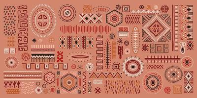 Abstract African art shapes collection, tribal geometric decoration set vector