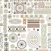 Abstract African shapes seamless background, tribal geometric decoration pattern vector