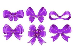 Set of purple ribbons vector