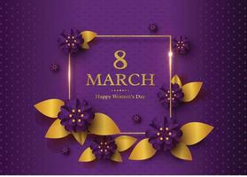 8 March Happy Women's Day with purple Background vector