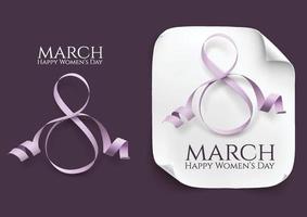 Woman day 8 march card with ribbon vector