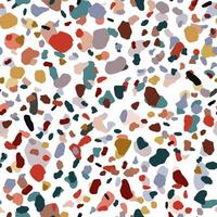 Abstract terrazzo seamless pattern on white background. vector