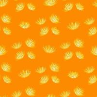 Summer thorn flower bud ornament seamless pattern. Yellow elements on orange background. Bright print. vector