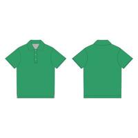 plantilla de diseño de camiseta de polo verde. Camiseta polo unisex con dibujo técnico en la parte delantera y trasera. vector