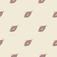 Minimalistic plankton seamless fish pattern. Simpple doodle underwater animals shapes in pastel tones artwork. vector