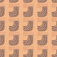 Brown elements and lines on pink background. Seamless abstract pattern. vector