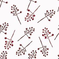 Isolated random maroon cotton twigs seamless pattern. imple silhouettes on white background. vector