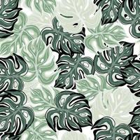 Monstera doodle leaves silhouettes seamless pattern. Natural exotic backdrop. vector