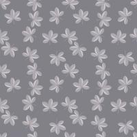 Abstract doodle seamless pattern with hand drawn scheffler flowers shapes. Grey palette nature backdrop. vector