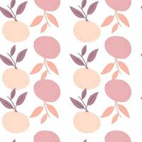 Doodle seamless pattern with pink mandarin silhouettes shapes. Isolated citrus fruit abstract ornament. vector