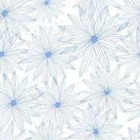 Line art bud daisy seamless pattern isolated on white background. Abstract floral wallpaper. vector