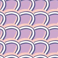 Hand drawn pink colored abstract rainbow shapes seamless pattern. Pastel purple background. Simple style. vector