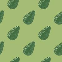 Green palette tones seamless vegetarian pattern with avocados. Diagonal fruits ornament. Food backdrop. vector