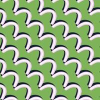 Scandi doodle seamless pattern with diagonal 3d abstract shapes ornament. Green bright background. vector