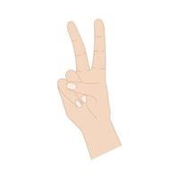 signo de la mano de la victoria aislado sobre fondo blanco. símbolo de paz de dos dedos. vector