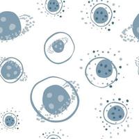 Isolated planet silhouettes seamless hand drawn pattern. pastel soft blue space ornament on white backround. vector