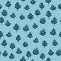 Seamless random pattern with little navy blue fall leaf ornament. Light blue background. vector