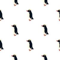 Isolated seamless pattern with black crested penguin elements. Nordic animal backdrop. Doodle print. vector